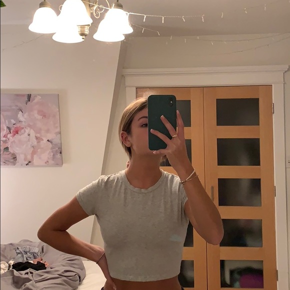 TNA grey crop t shirt